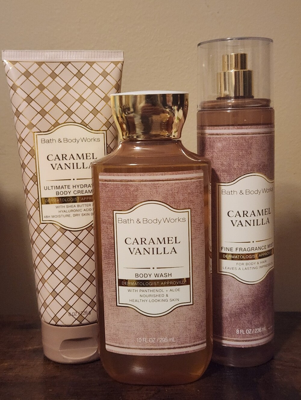 BATH & BODY WORKS ~ CARAMEL VANILLA, 3pc SET